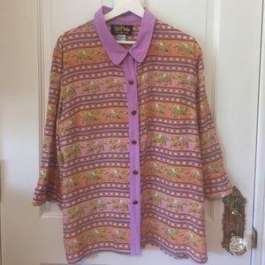 Vintage Bob Mackie Silk Tunic Button Up Top